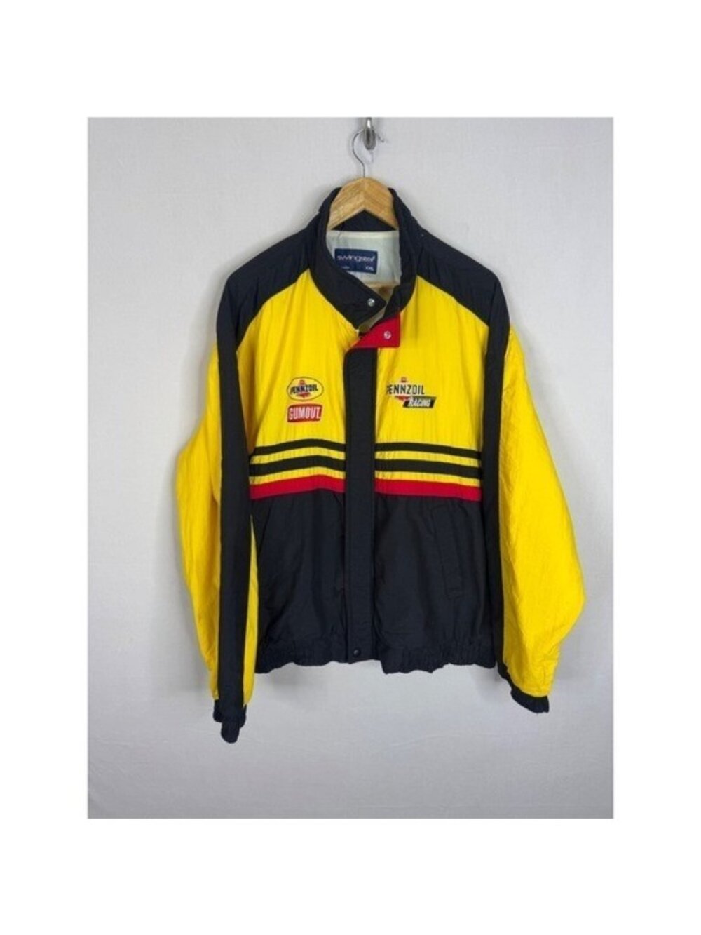 Vintage Swingster Pennzoil Racing Jacket Mens XXL Yellow Black Gumout USA Made